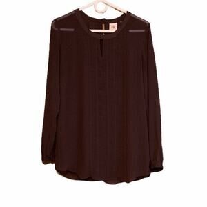 CAbi Purple Plum Entice Sheer Keyhole Blouse Size Small